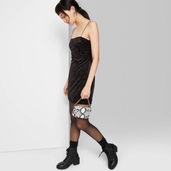 wild fable Dresses & Skirts - Wild Fable Animal Print Sleeveless Square Neck Flocked Velvet Mini Dress S:M NWT